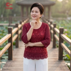 26234 - Áo Tay Lỡ Thêu Hoa Đính Đá Che Khuyết Điểm Vòng Bụng Hoàn Hảo