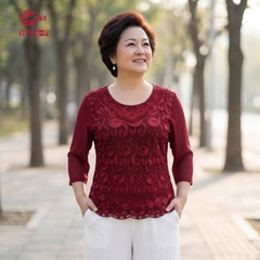 26236 - Áo Tay Lỡ Thêu Hoa Chín Cánh Đính Đá Pha Lê