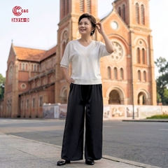26314 - Quần Linen Ống Rộng Cạp Thun