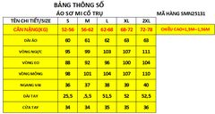 25131 - Sơ Mi Tay Ngắn Cổ Trụ Thêu Nổi 3D