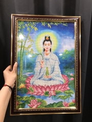 Khung Tranh Thêu Quan Thái Âm Bồ Tát 3707N