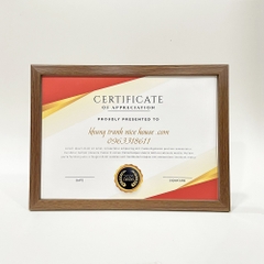 Khung Bằng Khen Màu Gỗ Đậm F1GD