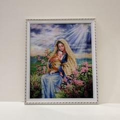 Khung Tranh Thêu Đức Mẹ Bế Chúa Con 518TV