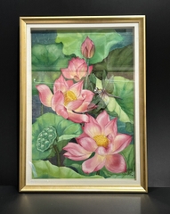 Tranh màu nước hoa sen