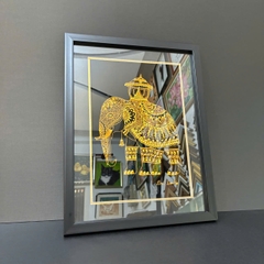 KHUNG ĐEN VIỀN MỎNG BO ĐEN CHỈ VÀNG F1D 