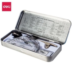 Bộ Compa Eke Thước kẻ Deli hộp sắt - Bộ 8 món - Mã G30505
