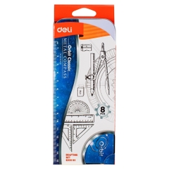 Bộ Compa Eke Thước kẻ Deli hộp sắt - Bộ 8 món - Mã G30505
