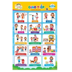 Bộ tranh treo tường kĩ năng cho bé - 10 chủ đề - quét mã âm thanh QR, song ngữ Anh-Việt