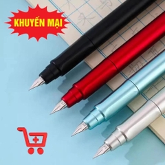 combo 4 bút máy bấm ngòi EF + hộp 50 ống mực không xóa màu đen