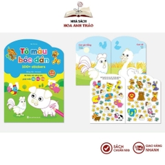 Sách - Bộ Tô Màu Bóc Dán 100+ Stickers (Song Ngữ Anh – Việt), bộ 6 quyển