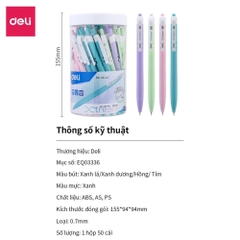 Bút Bi Deli Q033 36 Ngòi 0.7mm Màu Xanh Viết Đầu Trơn Phù Hợp Cho Học Sinh, Văn Phòng
