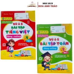 Combo 2 quyển Vở ô li bài tập tăng cường toán và tiếng việt tăng cường lớp 1 tập 2 - Kết nối tri thức