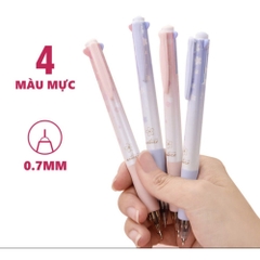 Bút Bi Nhiều Màu Deli S311 Vỏ Hoa Anh Đào Ngòi Bút 0.7mm ( Bút 4 Màu Mực )