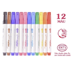 Bút Vẽ Lên Vải 12 Màu Fabric Marker Thiên Long Colokit FM - C002