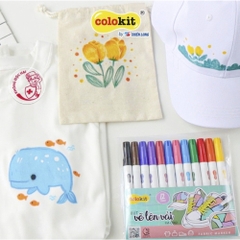 Bút Vẽ Lên Vải 12 Màu Fabric Marker Thiên Long Colokit FM - C002