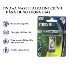 Pin AA , Pin AAA Maxell Alkaline 1.5V Vỉ 2 Viên Chính Hãng