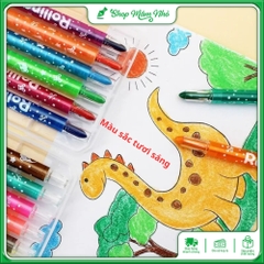 Bút sáp màu vặn Crayon hộp 12/18/24 màu