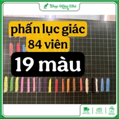 Phấn lục giác 19 màu 84 viên cao cấp, có xốp cố định - phấn dùng vẽ trang trí bảng, màu sắc tươi, rõ nét, ít bụi.