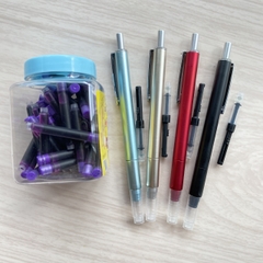 combo 4 bút máy bấm ngòi EF + hộp 50 ống mực không xóa màu Tím