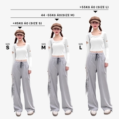Áo croptop cổ vuông nữ dài tay chất liệu tăm hàn Mofar AT026
