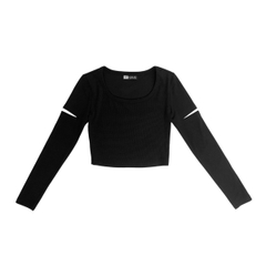 Áo croptop cổ vuông nữ dài tay chất liệu tăm hàn Mofar AT026