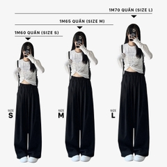 Quần suông ống rộng nữ cạp cao vải gió co dãn mềm mát MOFAR QS021