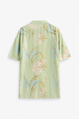 Áo Sơ Mi Nam Vải Rayon Cổ Cuban Họa Tiết In Form Regular