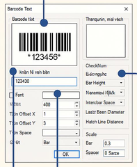 Menu Vẽ: Văn bản mã vạch
