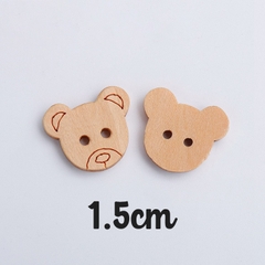 (Set 5 cái) Nút gỗ hình mặt gấu | Tada Craft