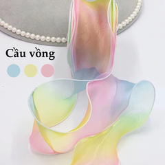 Ruy băng voan cầu vồng viền lượn sóng 6cm | Tada Craft