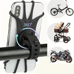 360° Rotatable Outdoor Bicycle Cell Phone Stand, Silicone Handle Mobile Phone Holder