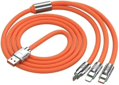 3-in-1 Super Fast Charging Cable with Zinc Alloy & Lamp Wire Accessories for Android & Apple Devices