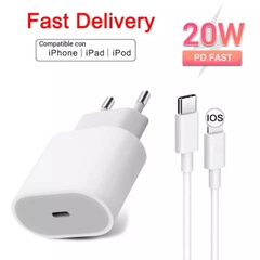 Set Charger for Iphone - Accessory Fast Charger PD 20W - with Lightning to Type-C Cable - White