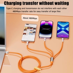 3-in-1 Super Fast Charging Cable with Zinc Alloy & Lamp Wire Accessories for Android & Apple Devices