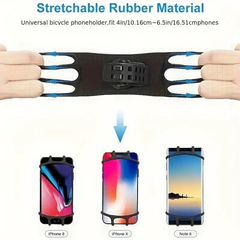 360° Rotatable Outdoor Bicycle Cell Phone Stand, Silicone Handle Mobile Phone Holder