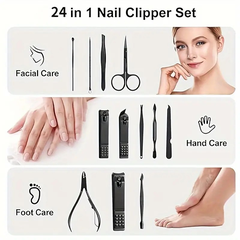Ultimate Nail Care Kit 24pcs - Professional Grade Manicure and Pedicure Set with Portable Travel Case, Cuticle Nippers, Cutter, and Grooming Tools for Salon-Quality Results at Home or On-The-Go . (24-gabalu nagu kopšanas komplektu)