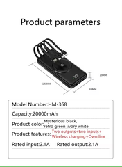 Fast Quick Charge 20000Mah Power Banks Mobile Phone Portable Powerbank 20000Mah Charger Wireless Power Bank