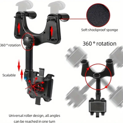 360° Rotatable and Extendable ABS Phone Holder, Waterproof Square Wall-Mount Cradle with Rotational Design for Various Angles, Compatible with Auto Vehicles, Device Mount Features Rotatable
