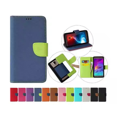 Universal Cell Case Saffiano Pattern Contrasting Flip Leather Phone Covers for All Phones