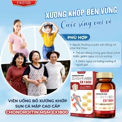 Viên Uống Bổ Xương Khớp Sụn Cá Mập Cao Cấp Chondroitin MSM Ex1800 Eikenbi [180 viên - Date: Tháng 06/2026]