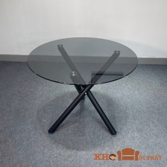 Bàn cafe bàn ăn chân sắt mặt kính cường lực BCF-12
