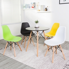 Bộ bàn ăn, cafe hiện đại cho 4 người gồm bàn tròn 4 chân và 4 ghế cafe eames BBC-28