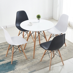 Bộ bàn ăn, cafe hiện đại cho 4 người gồm bàn tròn 4 chân và 4 ghế cafe eames BBC-28