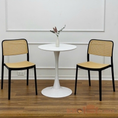Bộ bàn ghế cafe tiếp khách 2 ghế nhựa giả mây BBC-16