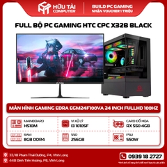 Full Bộ PC Gaming HTC CPC X32B Black Kèm Màn Hình 24 inch (H510M, CPU i3 10105F, RAM 8GB, SSD 256GB, AMD RX 550 4GB, PSU 550W)
