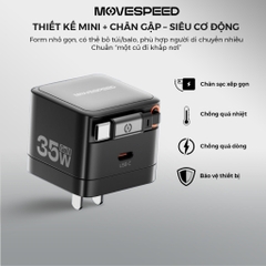 CỦ SẠC NHANH MOVESPEED MSA03 35W, GAN, TÍCH HỢP TYPE C, ĐEN