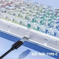 Bàn phím cơ AULA F98 pro 3 mode Màu trắng, đen trong suốt (TypeC + 2.4G + Bluetooth, Ice crystal switch, led RGB)