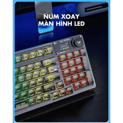 Bàn phím cơ AULA F98 pro 3 mode Màu trắng, đen trong suốt (TypeC + 2.4G + Bluetooth, Ice crystal switch, led RGB)