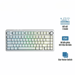 Bàn phím cơ không dây 3 mode AULA F75 - Trắng Contour, Star Vector Switch (1431)