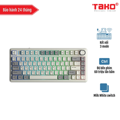 Bàn phím cơ gaming 3 mode AULA F75 xám trăng, Milk White switch (8362)